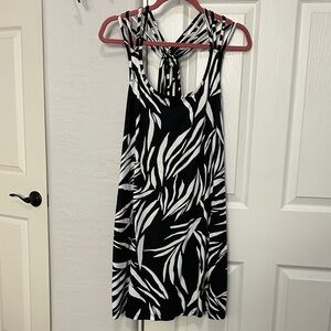 Black and White Leaf Print Dress